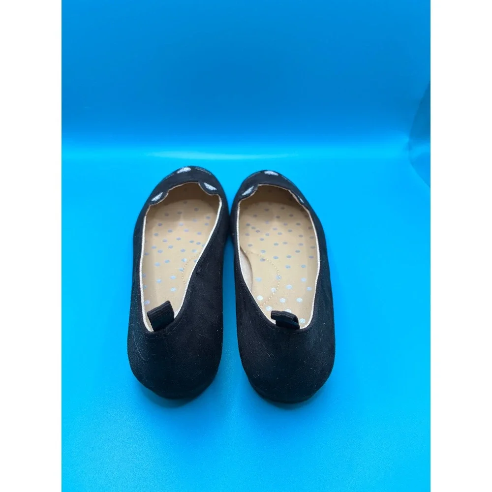 Cat & Jack Girls Black Cat Face Ballet Flats Silver Glitter Accents Size 1